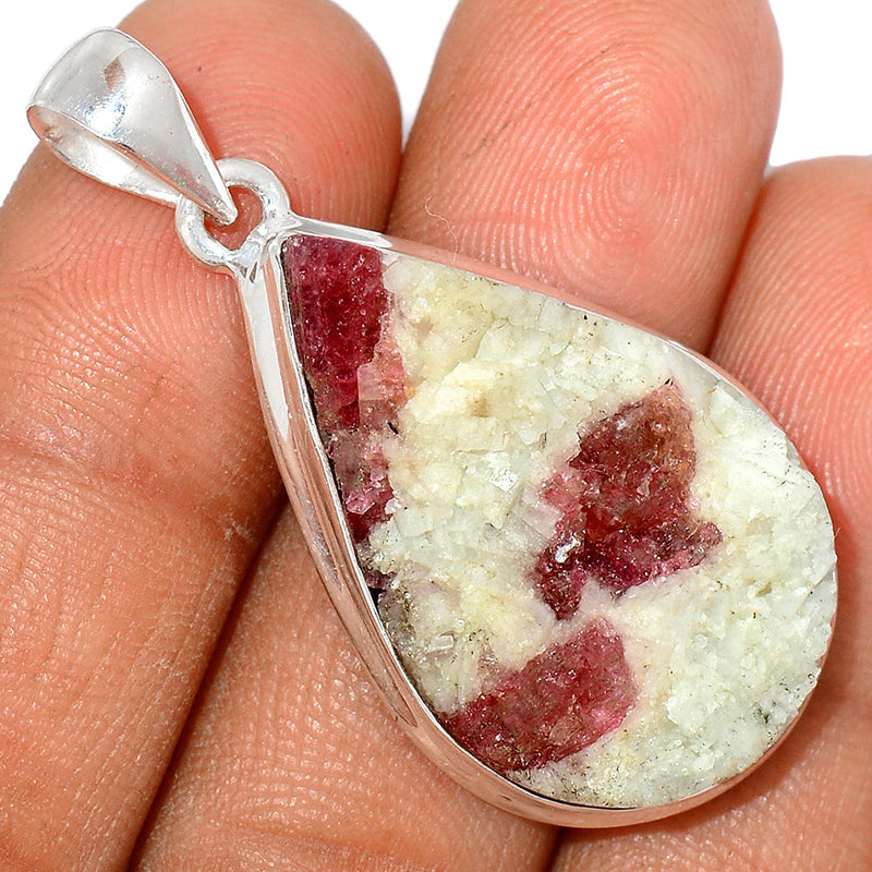 1.7" Natural Rubellite Pink Tourmaline With Quartz Pendants - PTQP436