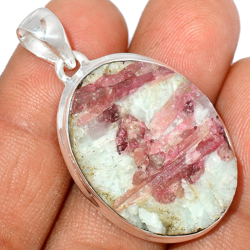 1.6" Natural Rubellite Pink Tourmaline With Quartz Pendants - PTQP441