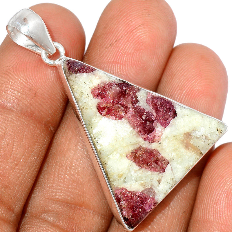 1.7" Natural Rubellite Pink Tourmaline With Quartz Pendants - PTQP444