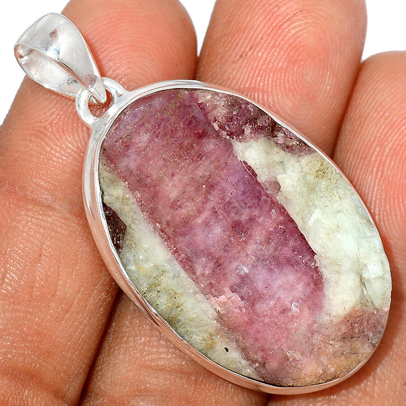 1.8" Natural Rubellite Pink Tourmaline With Quartz Pendants - PTQP446
