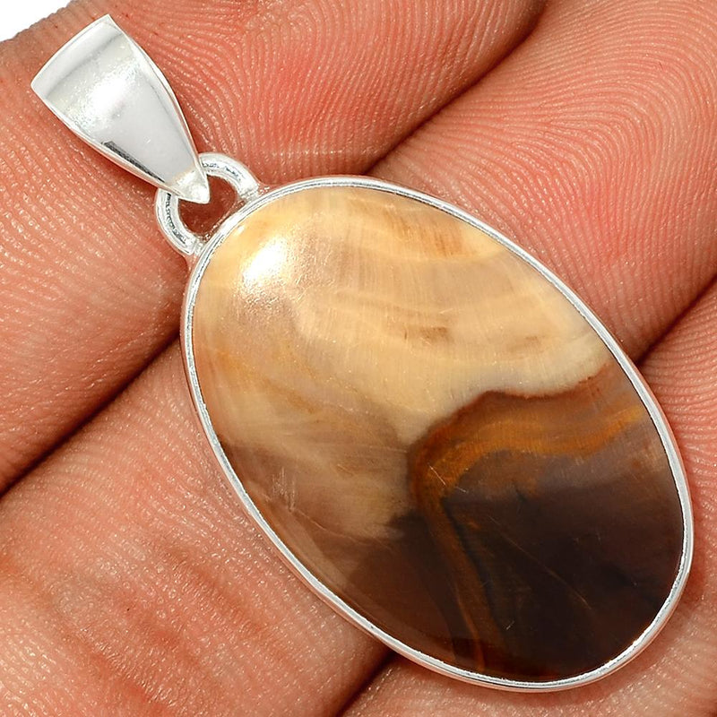 1.6" Petrified Wood Cabochon Pendants - PWCP14