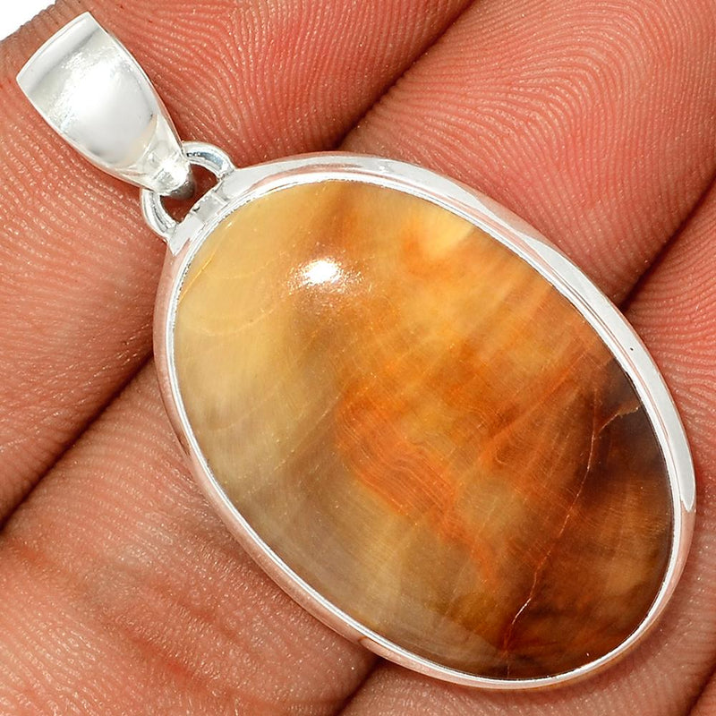 1.6" Petrified Wood Cabochon Pendants - PWCP4