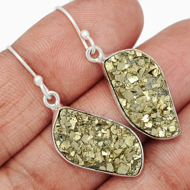 1.5" Mexican Pyrite Druzy Earrings - PYDE293