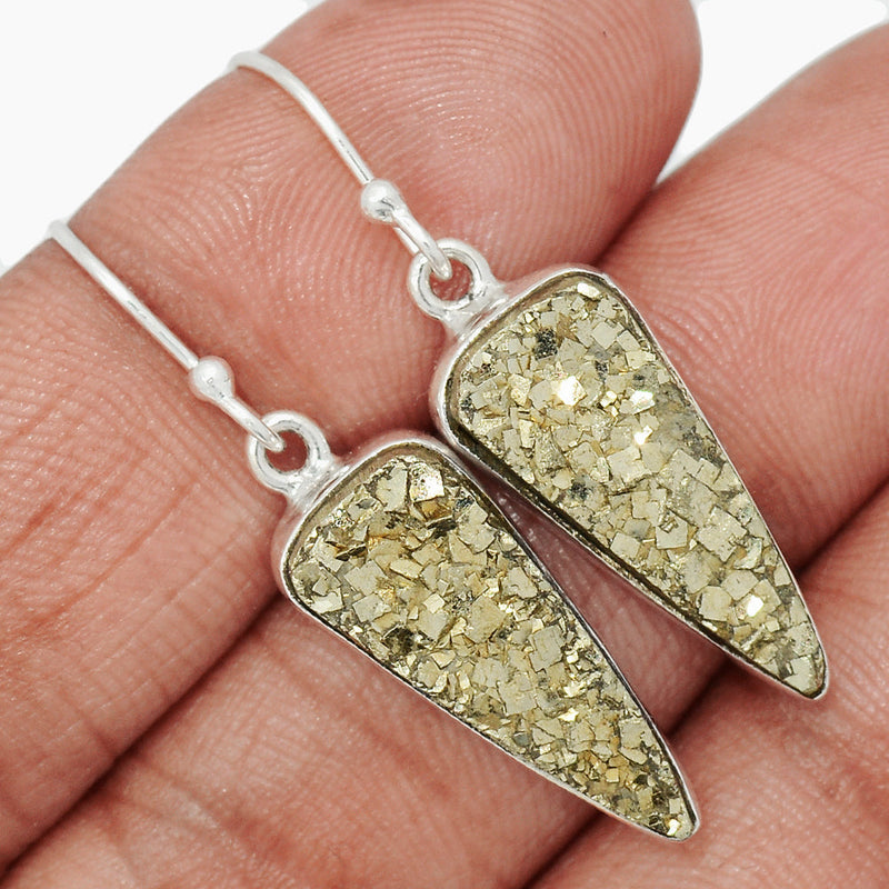 1.5" Mexican Pyrite Druzy Earrings - PYDE296