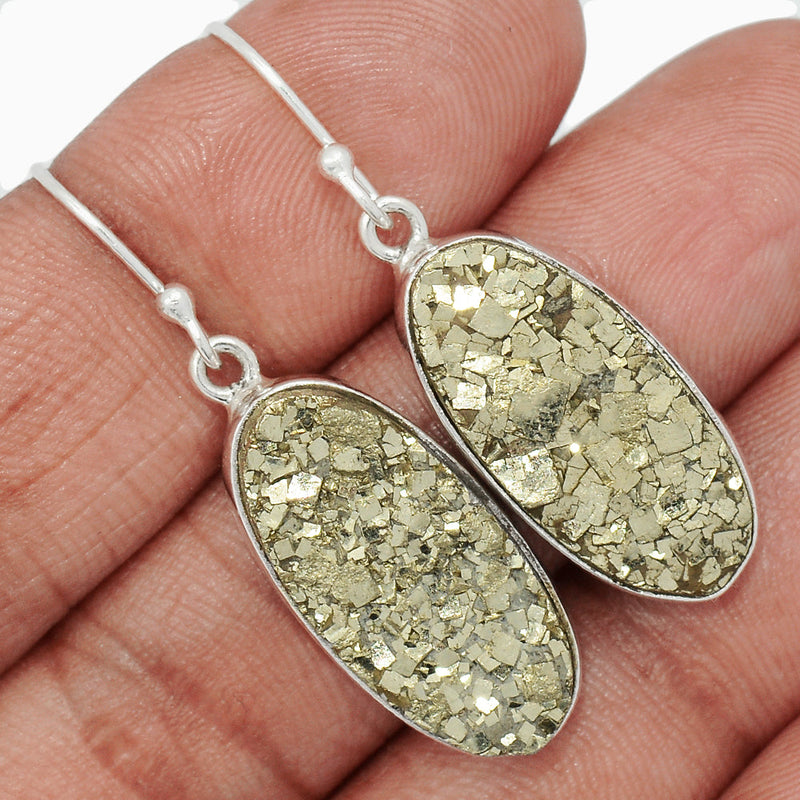 1.6" Mexican Pyrite Druzy Earrings - PYDE300