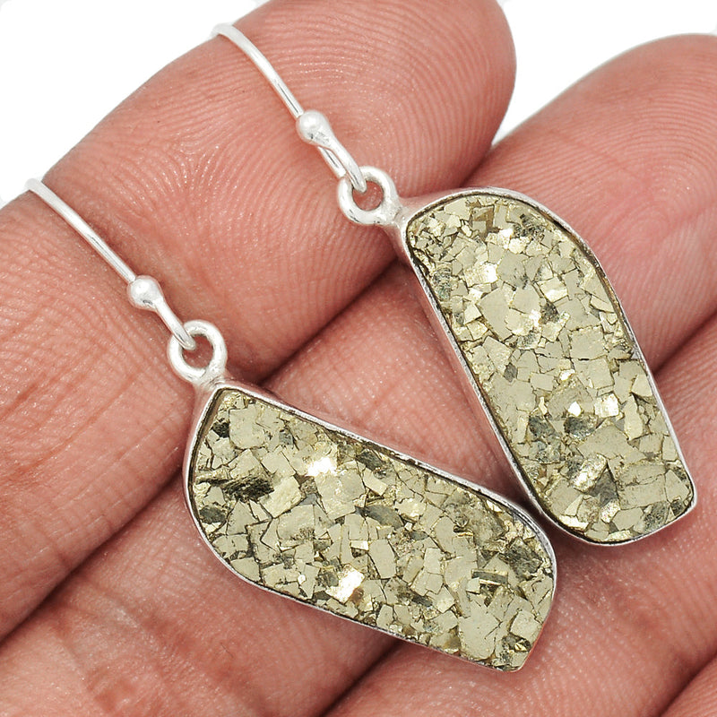 1.6" Mexican Pyrite Druzy Earrings - PYDE307