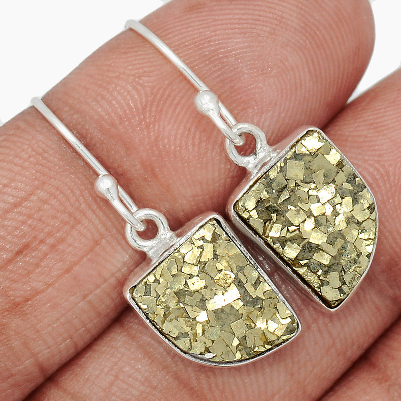 1.2" Mexican Pyrite Druzy Earrings - PYDE311