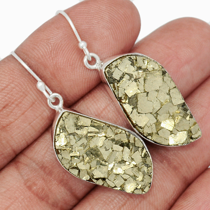 1.7" Mexican Pyrite Druzy Earrings - PYDE316