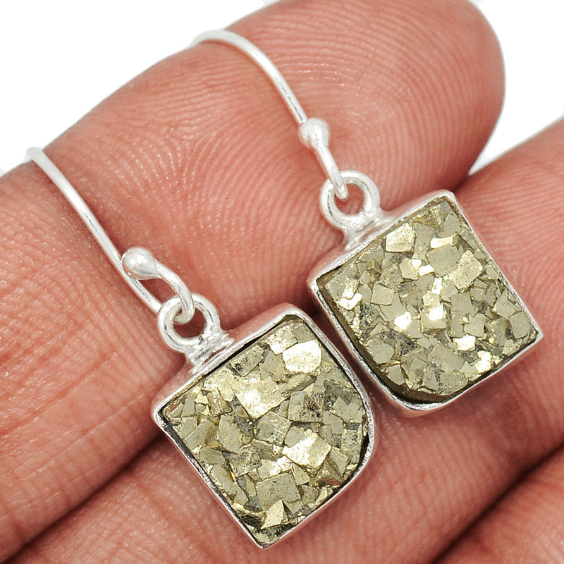 1.1" Mexican Pyrite Druzy Earrings - PYDE320