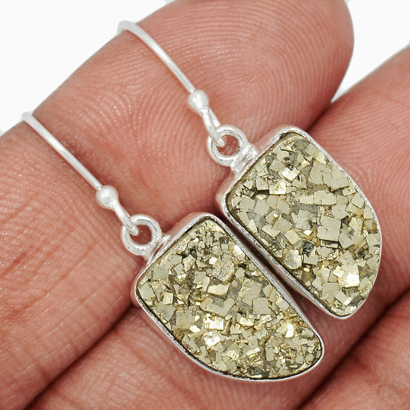 1.3" Mexican Pyrite Druzy Earrings - PYDE323