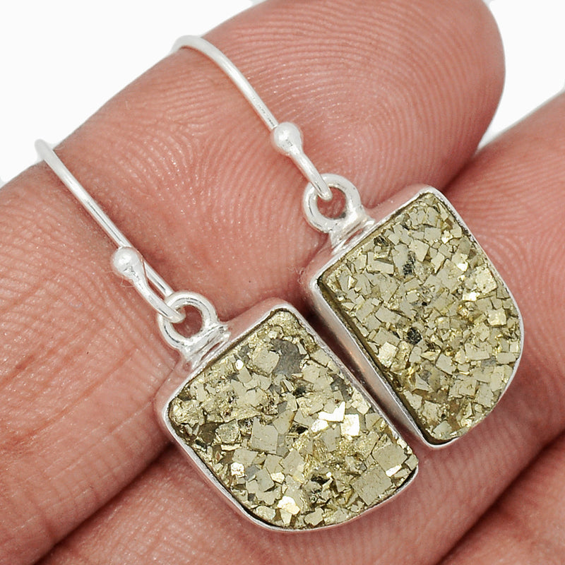 1.2" Mexican Pyrite Druzy Earrings - PYDE324