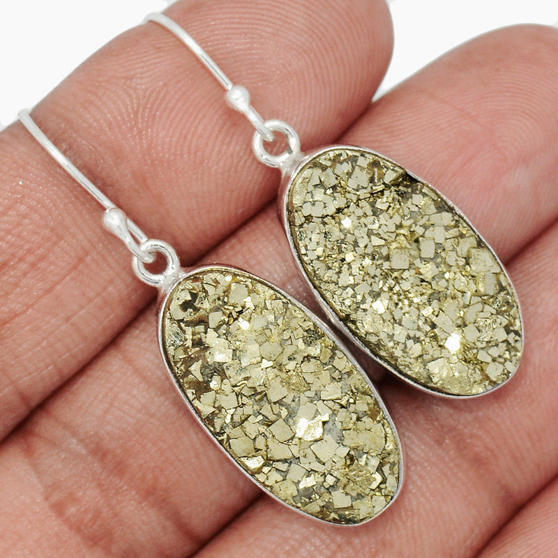 1.6" Mexican Pyrite Druzy Earrings - PYDE328