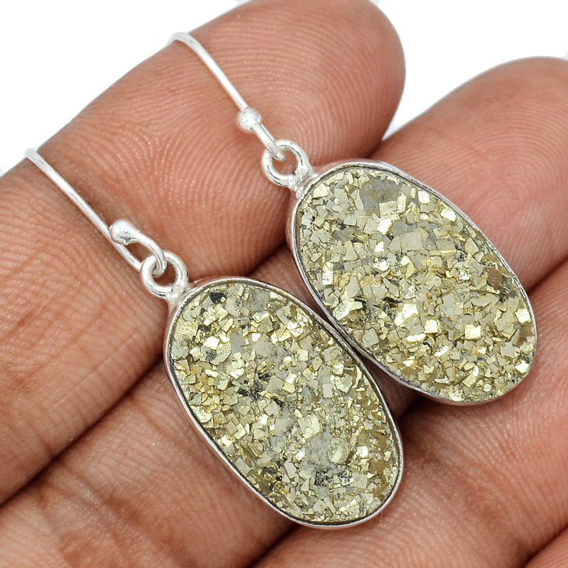 1.5" Mexican Pyrite Druzy Earrings - PYDE333