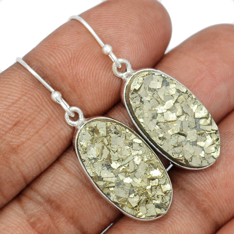 1.6" Mexican Pyrite Druzy Earrings - PYDE335