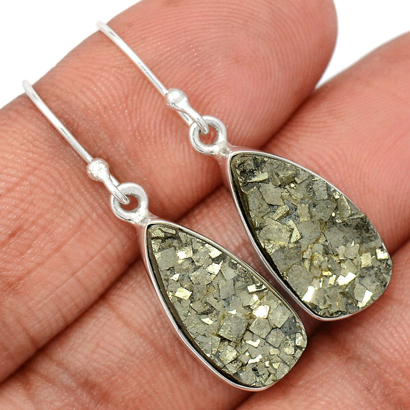 1.5" Mexican Pyrite Druzy Earrings - PYDE343