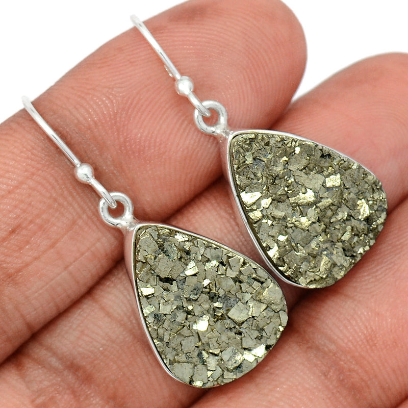 1.5" Mexican Pyrite Druzy Earrings - PYDE345