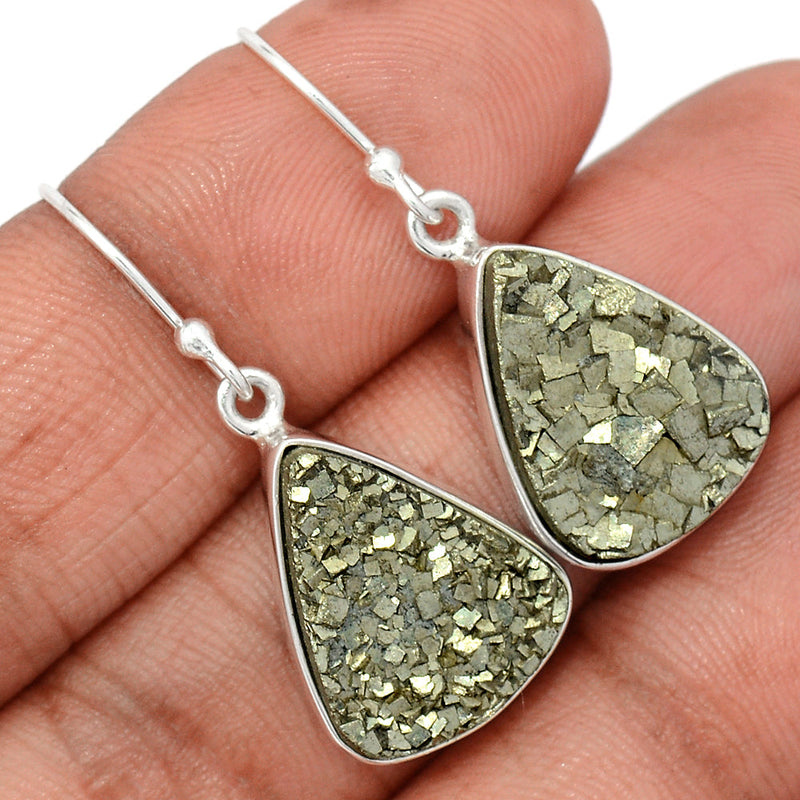 1.3" Mexican Pyrite Druzy Earrings - PYDE347