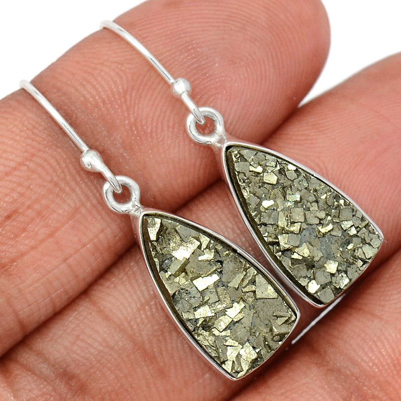 1.3" Mexican Pyrite Druzy Earrings - PYDE348