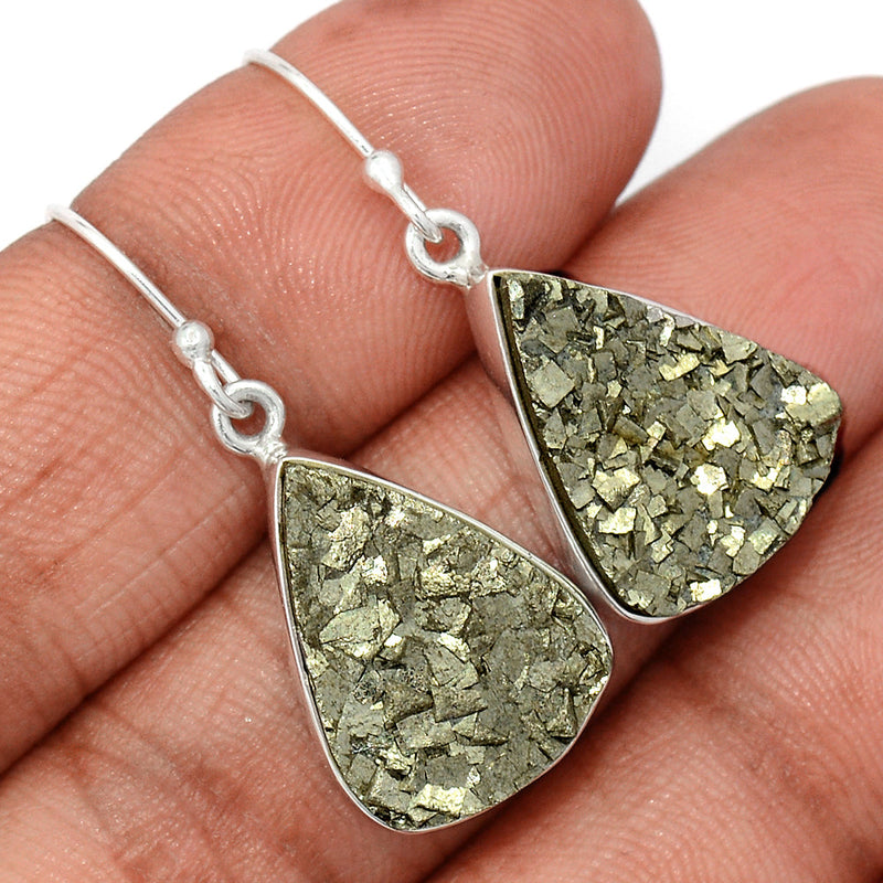 1.5" Mexican Pyrite Druzy Earrings - PYDE349