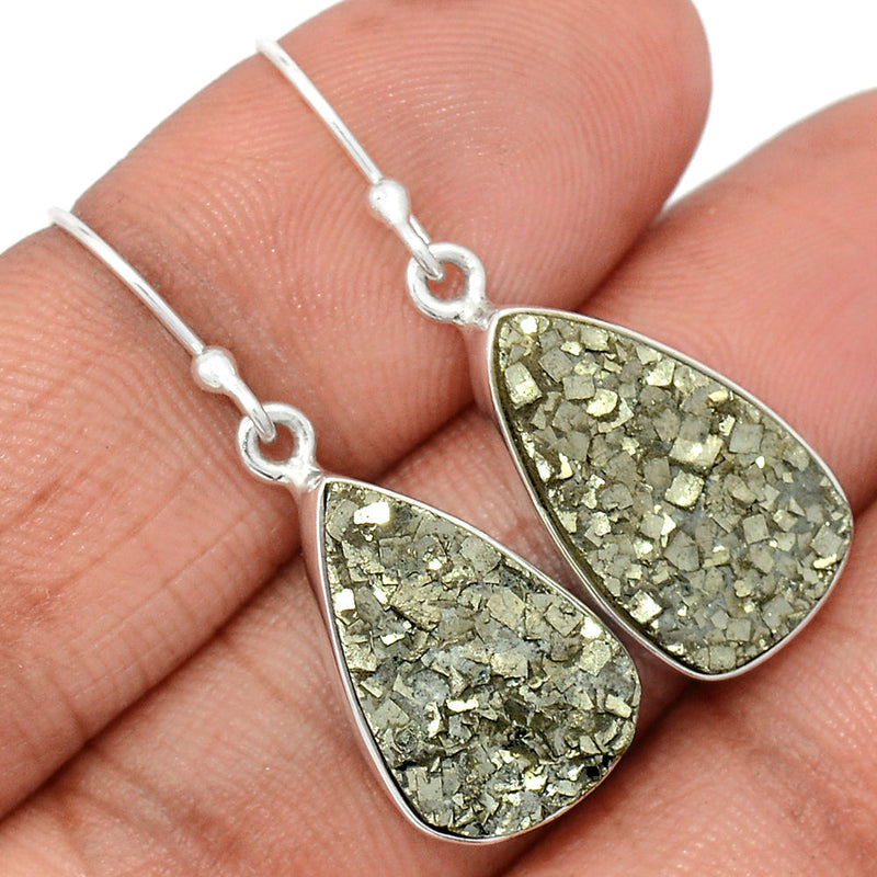 1.3" Mexican Pyrite Druzy Earrings - PYDE350