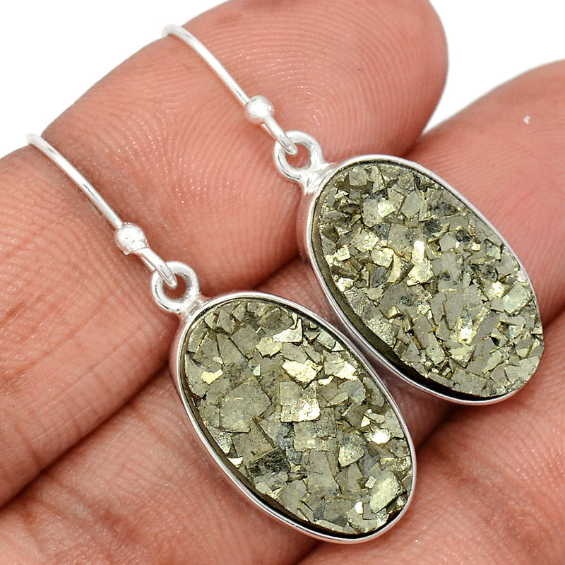 1.5" Mexican Pyrite Druzy Earrings - PYDE351