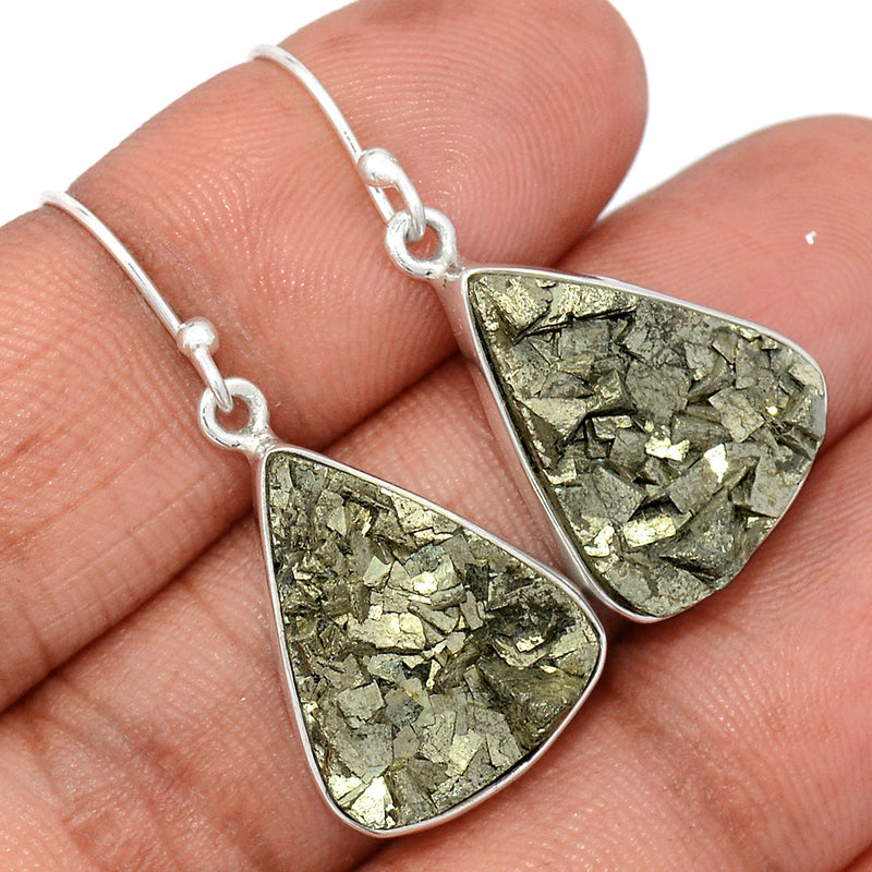 1.5" Mexican Pyrite Druzy Earrings - PYDE353