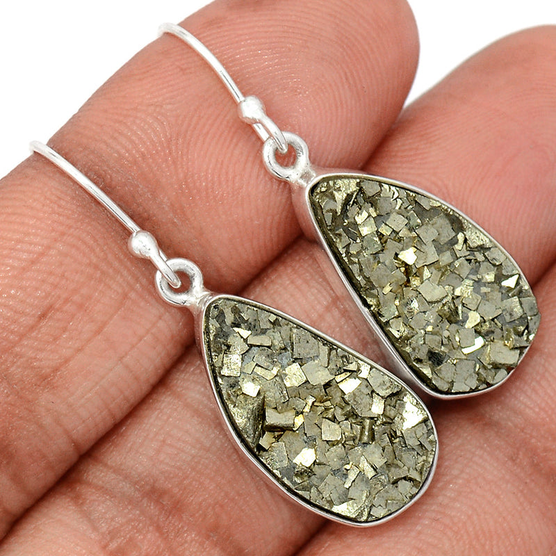 1.5" Mexican Pyrite Druzy Earrings - PYDE354