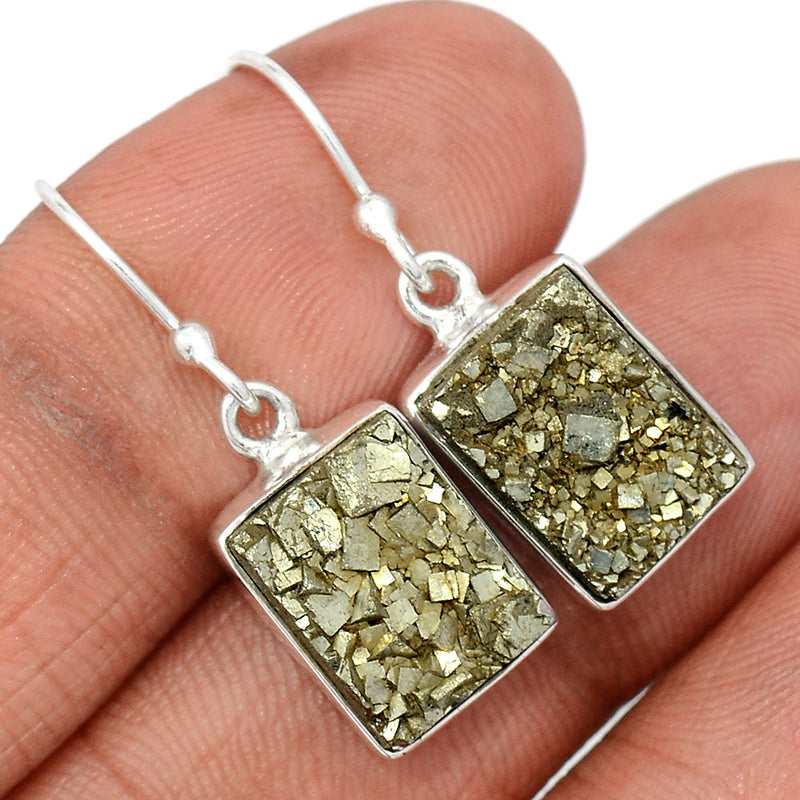 1.2" Mexican Pyrite Druzy Earrings - PYDE356