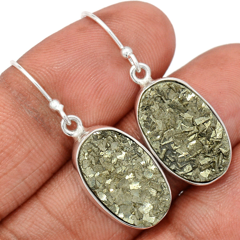 1.5" Mexican Pyrite Druzy Earrings - PYDE357