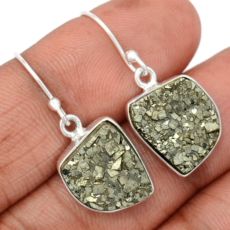 1.2" Mexican Pyrite Druzy Earrings - PYDE358