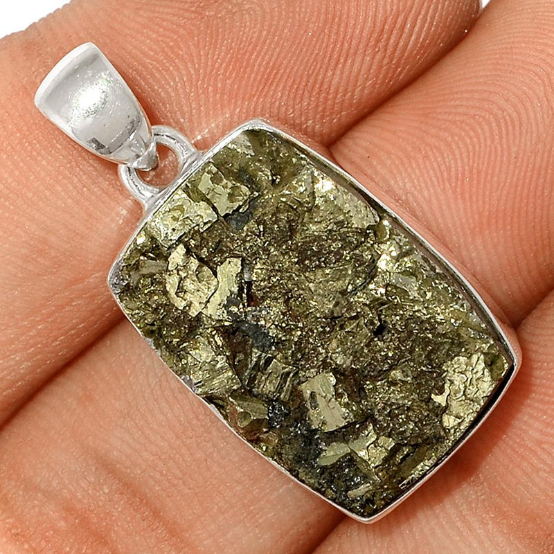 1.2" Mexican Pyrite Druzy Pendants - PYDP313