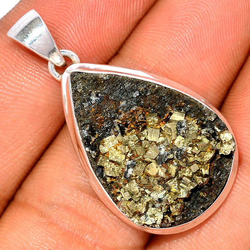 1.5" Mexican Pyrite Druzy Pendants - PYDP322