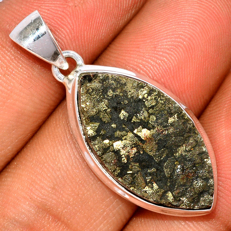 1.5" Mexican Pyrite Druzy Pendants - PYDP323