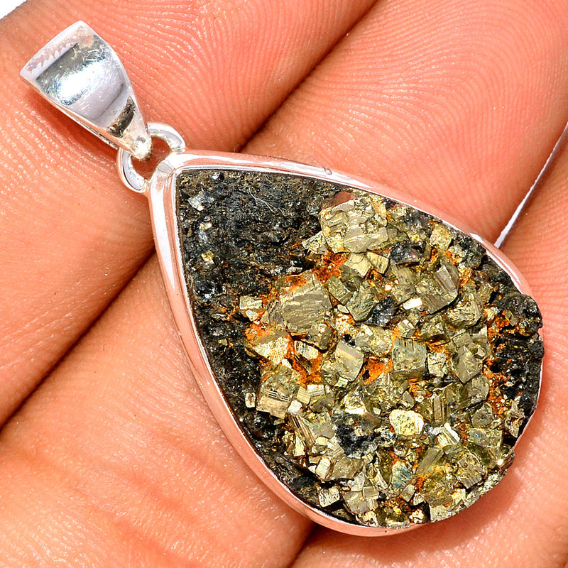 1.6" Mexican Pyrite Druzy Pendants - PYDP327