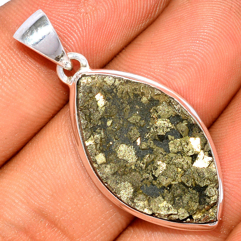 1.5" Mexican Pyrite Druzy Pendants - PYDP333