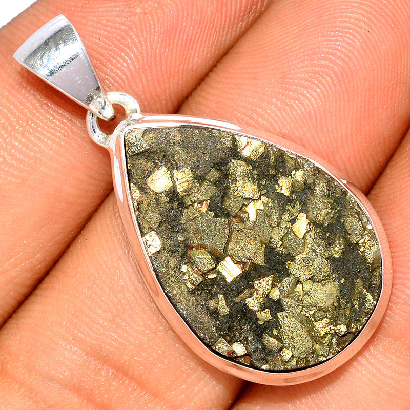 1.5" Mexican Pyrite Druzy Pendants - PYDP335