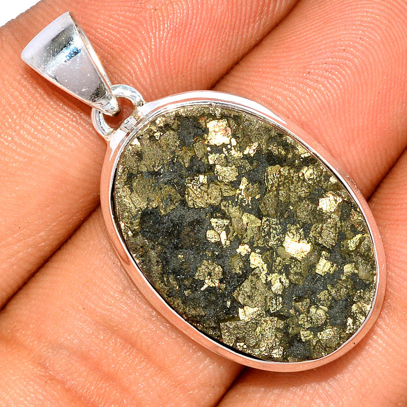 1.5" Mexican Pyrite Druzy Pendants - PYDP343