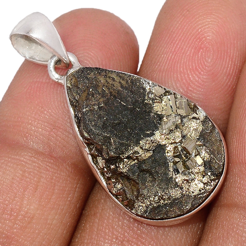 1.5" Mexican Pyrite Druzy Pendants - PYDP410