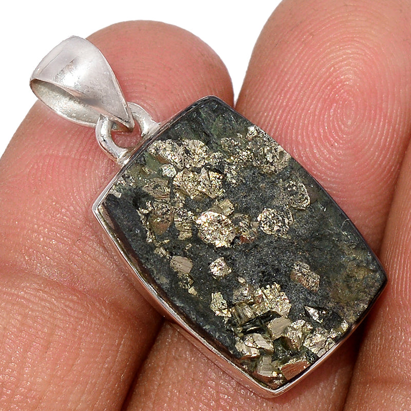 1.2" Mexican Pyrite Druzy Pendants - PYDP411