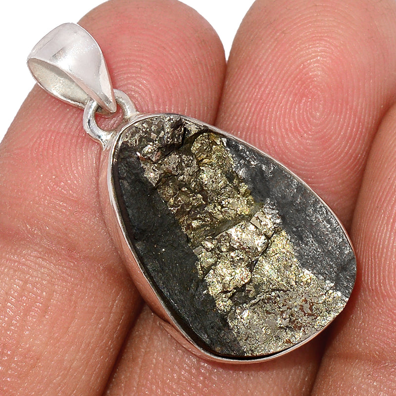 1.3" Mexican Pyrite Druzy Pendants - PYDP412