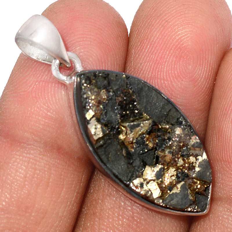 1.5" Mexican Pyrite Druzy Pendants - PYDP415