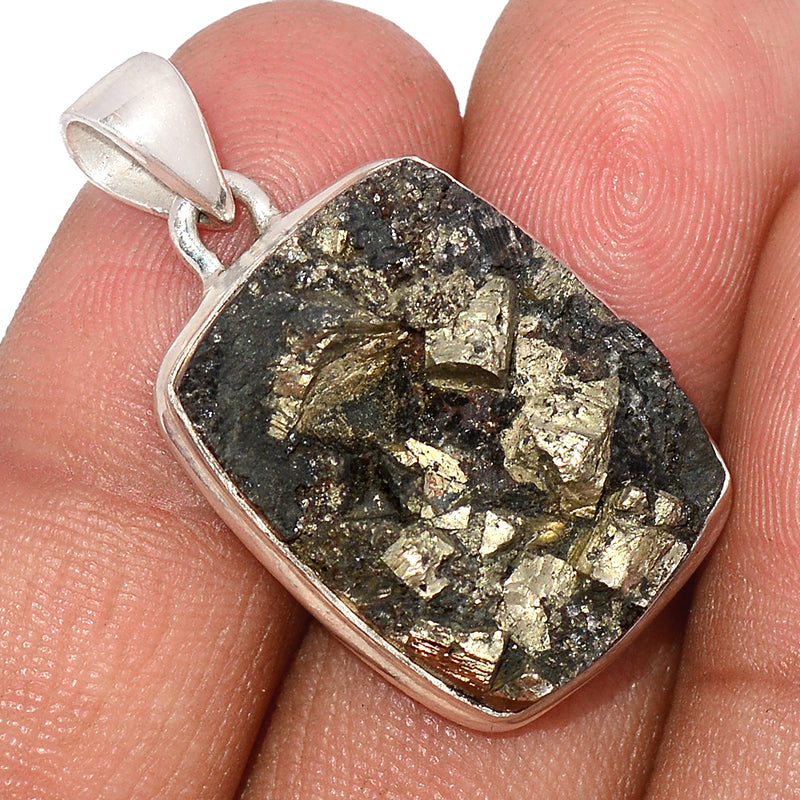 1.3" Mexican Pyrite Druzy Pendants - PYDP417