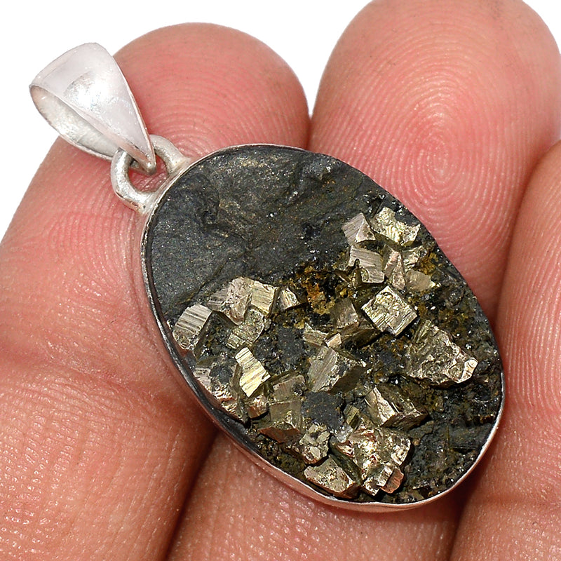 1.5" Mexican Pyrite Druzy Pendants - PYDP418