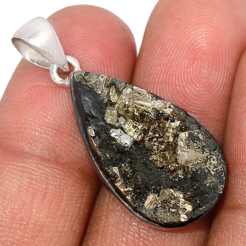 1.3" Mexican Pyrite Druzy Pendants - PYDP420