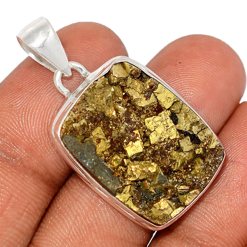 1.5" Mexican Pyrite Druzy Pendants - PYDP427