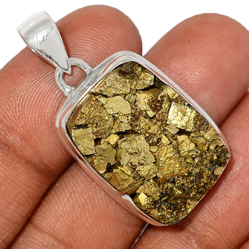 1.5" Mexican Pyrite Druzy Pendants - PYDP433