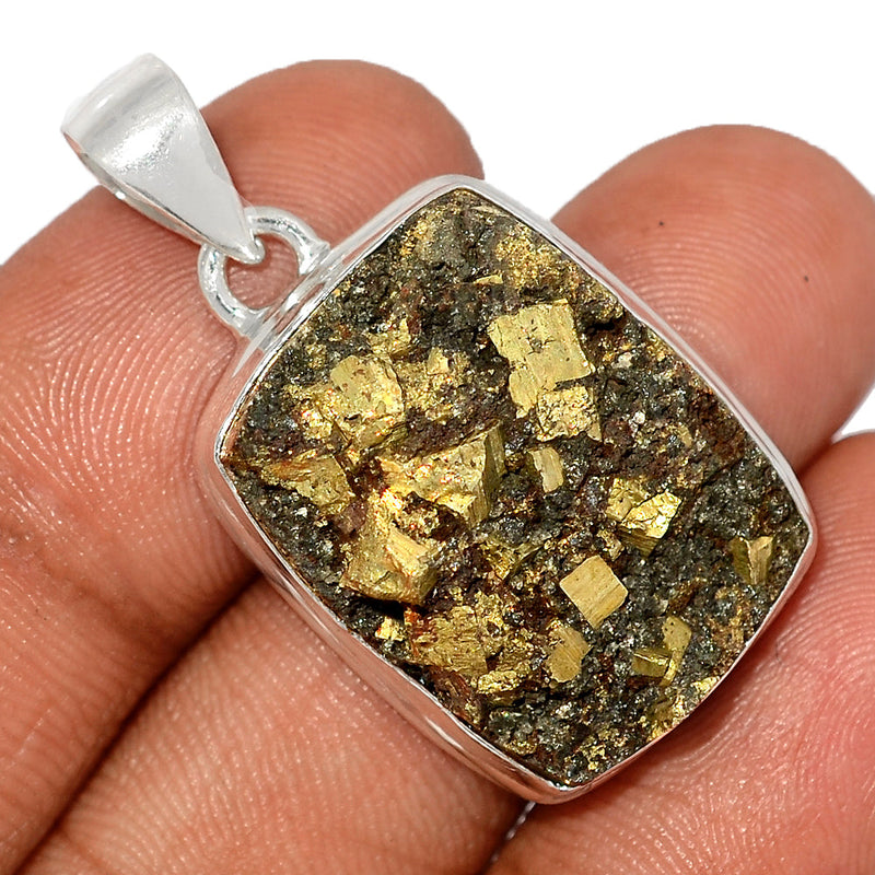 1.5" Mexican Pyrite Druzy Pendants - PYDP435