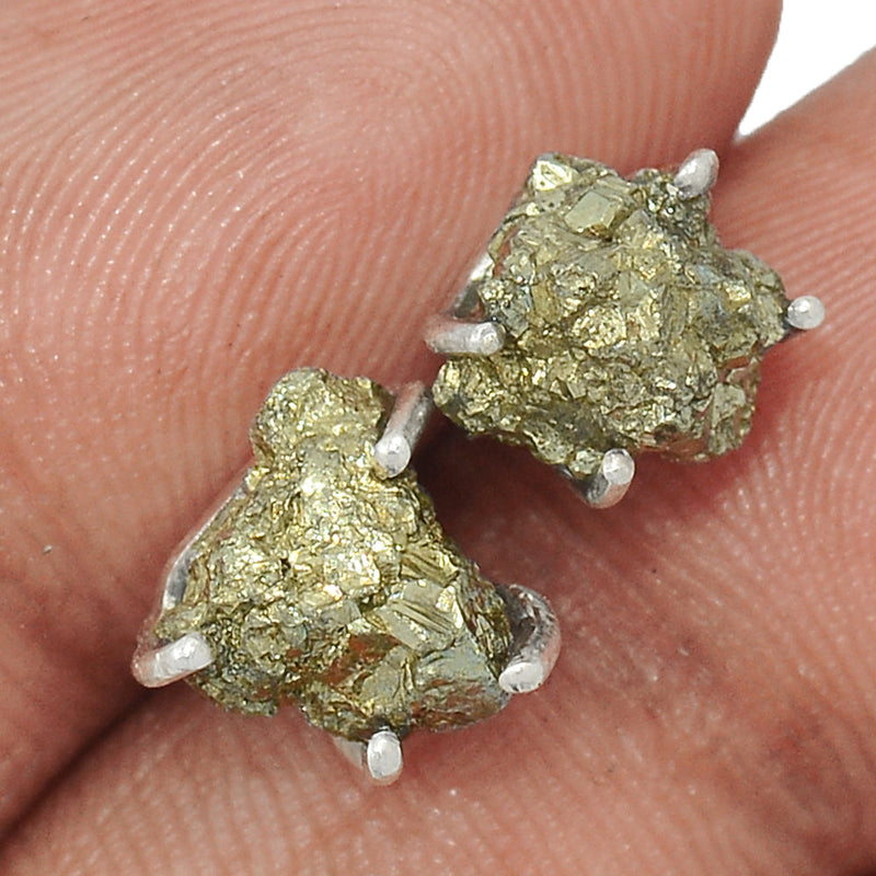 Claw - Mexican Pyrite Druzy Studs - PYDS101