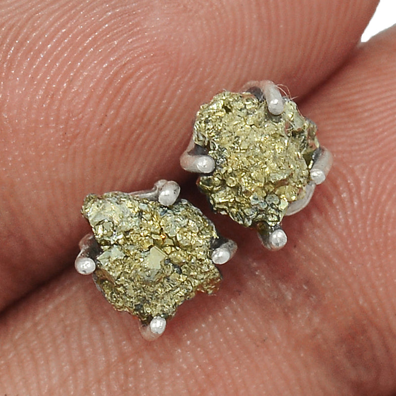 Claw - Mexican Pyrite Druzy Studs - PYDS102