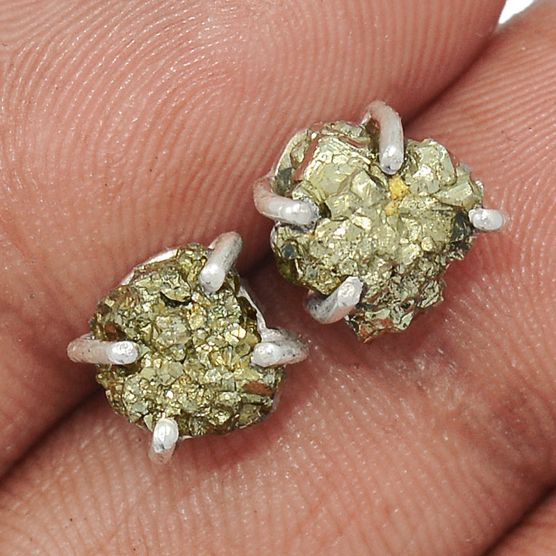 Claw - Mexican Pyrite Druzy Studs - PYDS103
